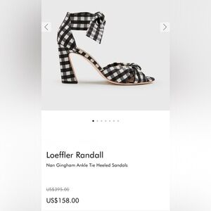 Loeffler Randall Black & White Gingham Ankle-Tie Block Heel Sandals
